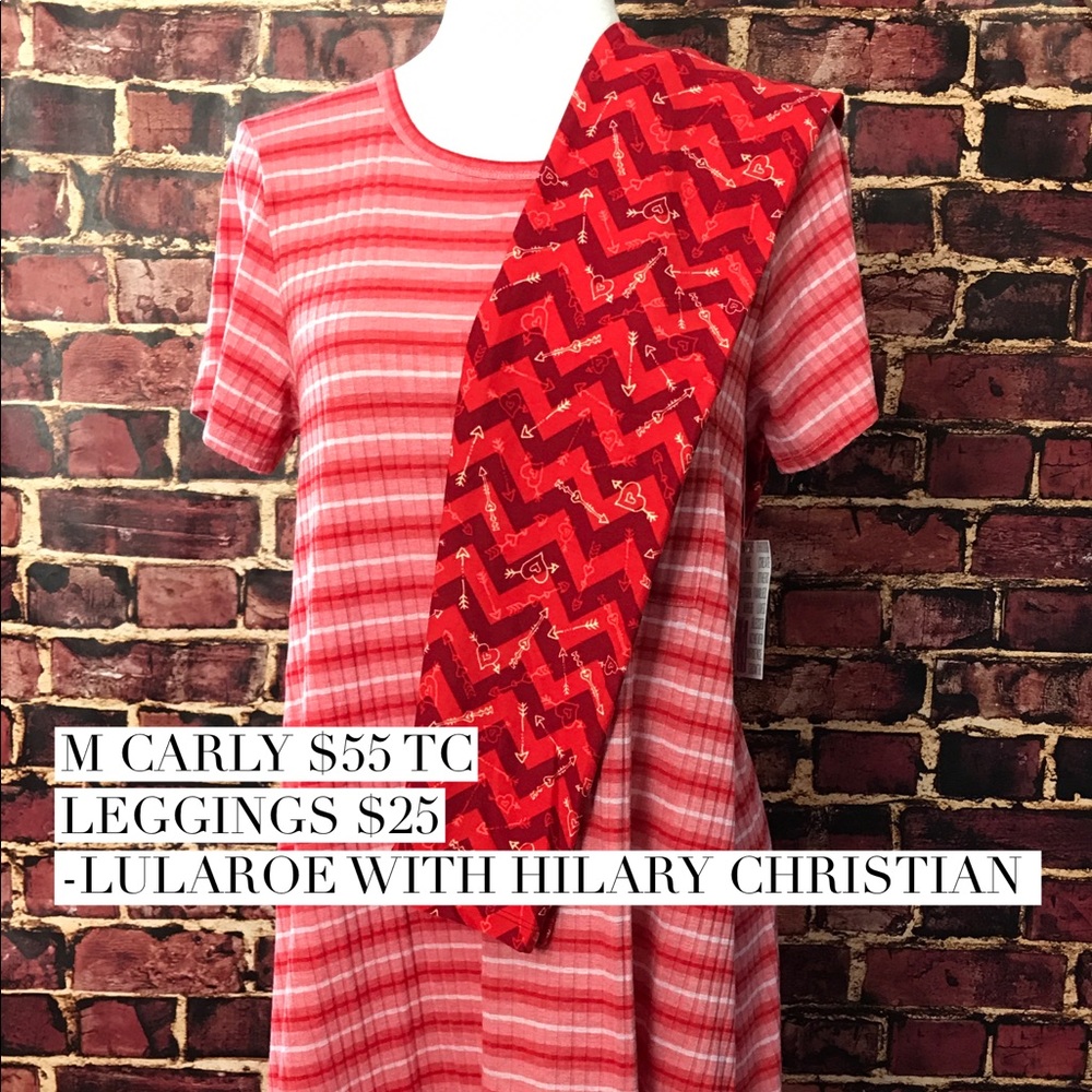 LuLaRoe Med Carly paired with TC Valentines Leggings
